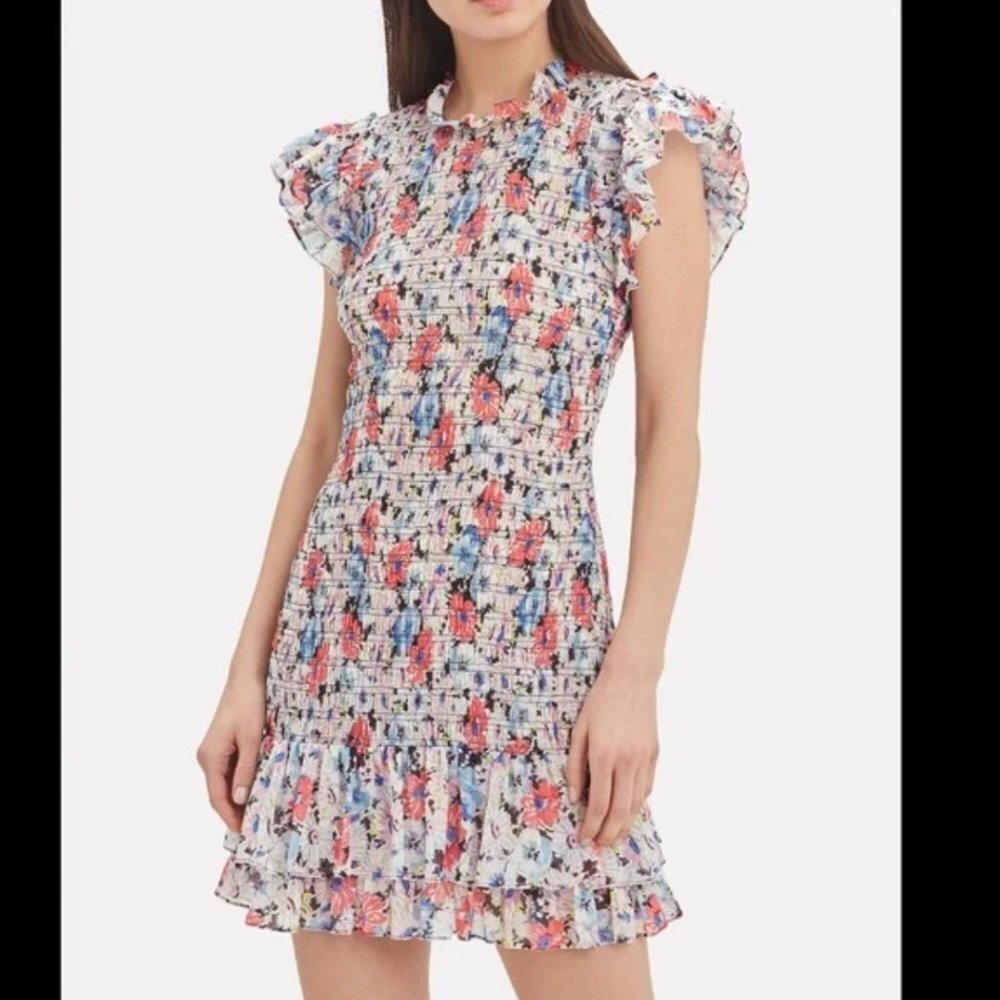 VERONICA BEARD Cici Ruched Floral Mini Dress Size 10